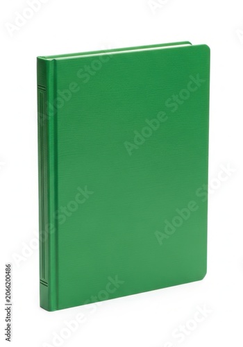 A single green hardcover notebook standing upright ready for writing notes and creative ideas in a professional office or academic school environment for students and workers