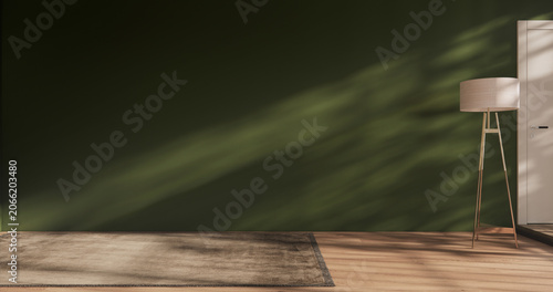 Empty Living room mockup Clean green modern room japanese style.3D rendering