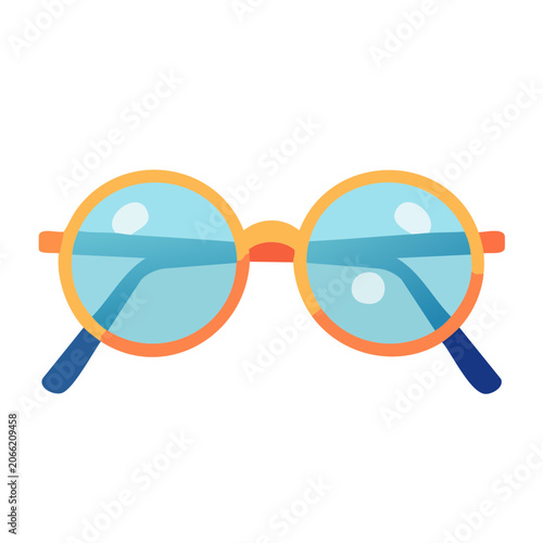 Flat design round glasses icon