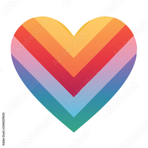 Rainbow Heart Icon with Transparent Background