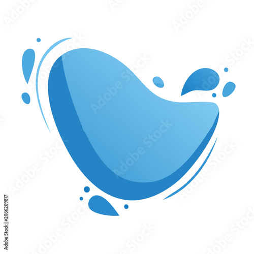 Blue water droplet splash icon on transparent background