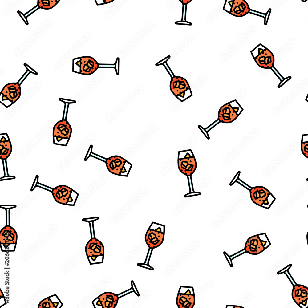 Fototapeta premium spritz cocktail glass drink vector seamless pattern spritz cocktail glass drink sign illustration