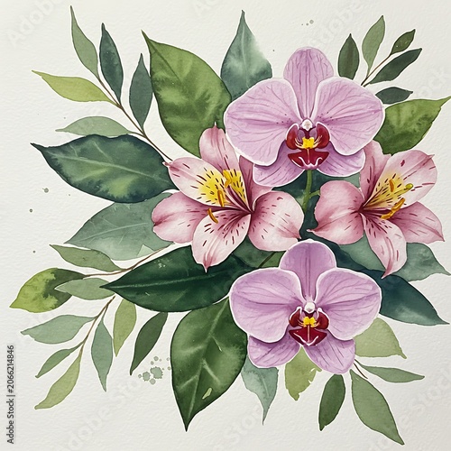 Orchid Reverie: Watercolor Blooms