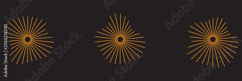 Circular sound waves. Abstract circular lines pattern. Music audio bursts. Ring of thin rays with wavy silhouette. Radial spectrum design. Geometric waveform vector illustration isolated on white