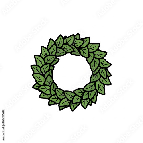 Nature green leaf wreath circular frame design