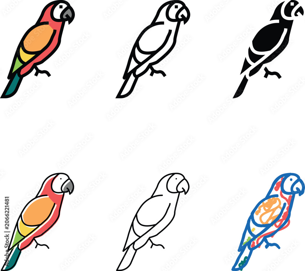 Fototapeta premium parrot tropical bird color minimal icon vector. parrot tropical bird sign. isolated symbol