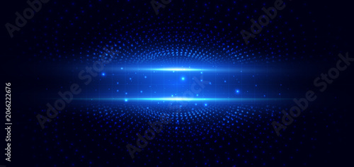 Tableau sur toile Abstract blue technology background with glowing digital wave lines