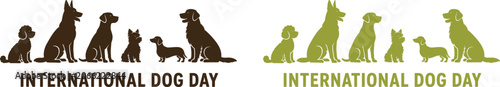 International dog day celebration logos with various breeds