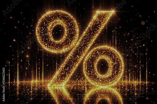Glowing Golden Percentage Sign Symbol