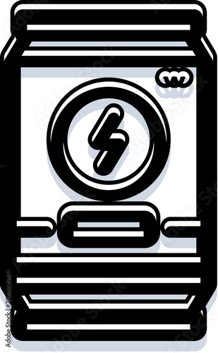 Obraz na płótnie Energy drink can featuring a prominent lightning bolt symbol representing power,