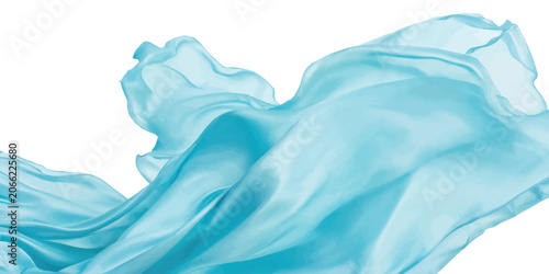 Photos Flowing light blue silk fabric on white background with movement material backgr