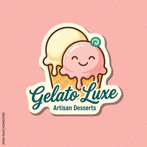 Gelato Luxe Ice Cream Mascot Logo Vector Design