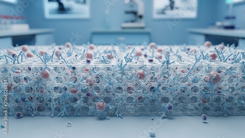 Microscopic view of cellular biology and medical research