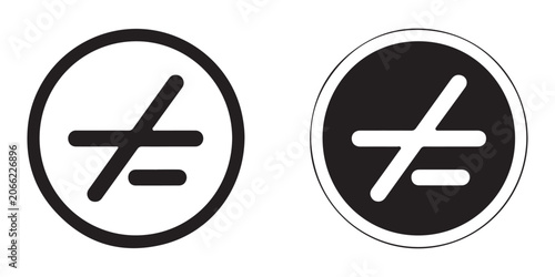 Quadro su tela Inequality sign and not equal symbol in circle icon vector.