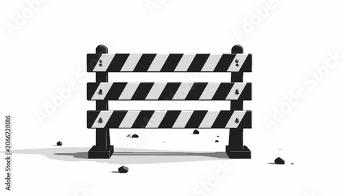 Photos Black and white road block barrier.