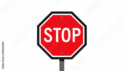 Fotografija Red Stop Traffic Sign Board Symbol.