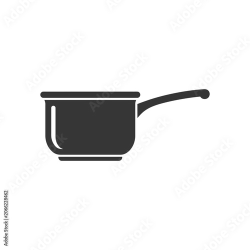 Simple black silhouette of a saucepan with a handle against a white background.