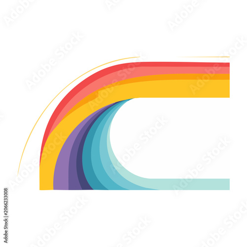 Abstract rainbow graphic with colorful layers on white background