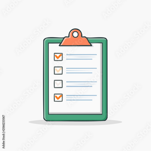 Clipboard with Checklist and Checkmarks