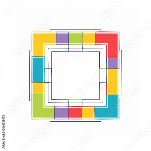 Colorful abstract square frame with geometric shapes