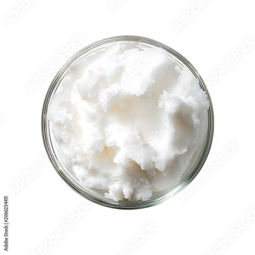 Organic coconut oil solidifying in bowl