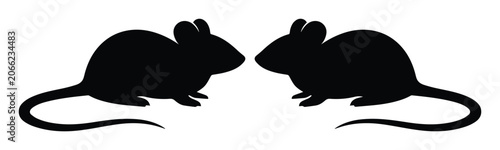 Bild auf Leinwand Black mouse silhouettes, two dark rodent vector illustrations, simple animal ico