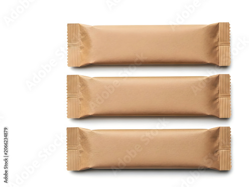 Three brown paper envelopes stacked horizontally