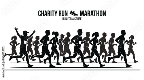 People running in a marathon race.