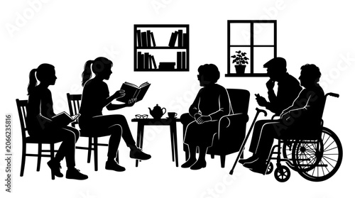 People sitting in a meeting together.