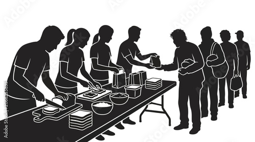 People waiting in line for food 1.