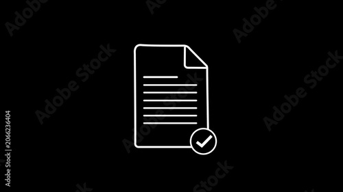 Animated Document Linear Icon Animation – Modern Minimal Outline Motion Graphic for Digital Projects,concept with on a black background,for medical and Business concept Alpha Channel (transparent