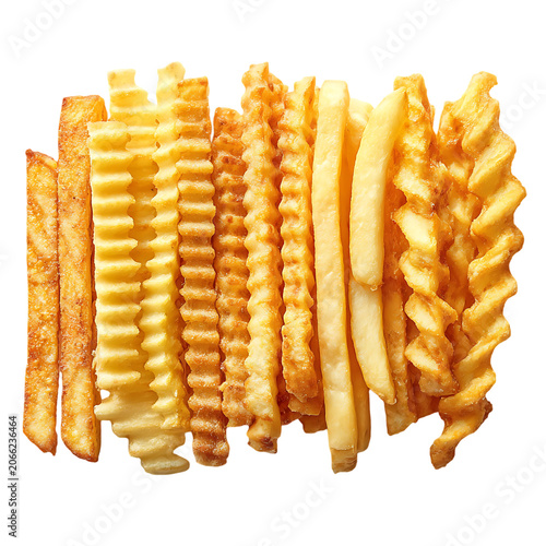 Mixed style crispy french fries variety
