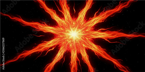 Billede på lærred Abstract fiery explosion background with burning flames and hot orange red fire