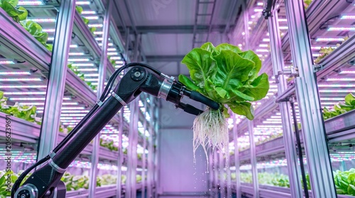 Indoor farming, hydroponic lettuce, robotic agriculture, sustainable growing