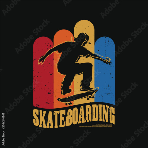 Vintage Skateboarding Silhouette Retro Streetwear T-Shirt Design
