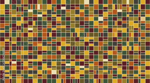 Geometric Abstract Mosaic Pattern Background with Colorful Rectangular Tiles for Creative Design