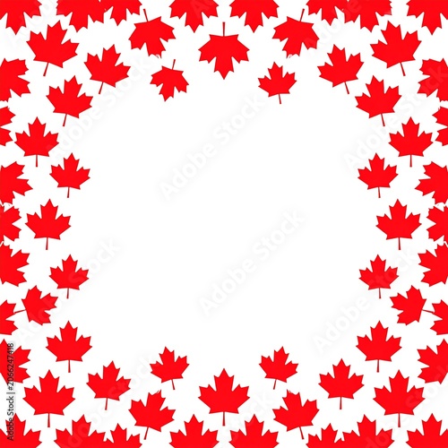 A border of red maple leaves on a white background (1)