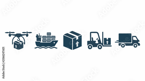 Fotografie Modern Logistics and Delivery Services Icon Set