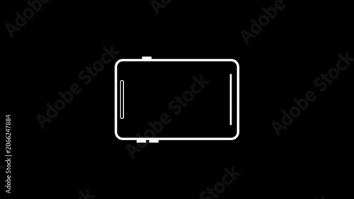 phone and arrow icon animation on a black background,with 4k video animation.