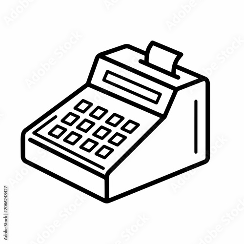 Isometric Cash Register Line Art Icon