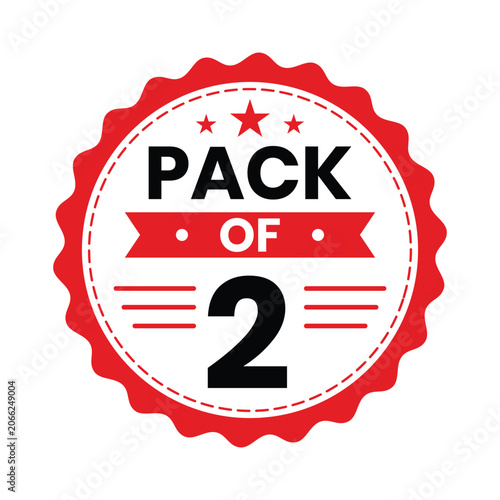 Pack of 2 badge label design in red and black colors, isolated on white background. Vector Illustration.