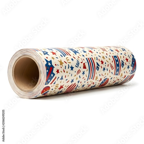 Freedom Gift Wrap With Large Capacity Design, Featuring Patriotic Colors And American Theme, Perfect For Holiday Gifts, On A White Solid Background