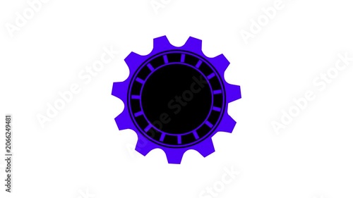 Animated video of a gear wheel with rotating animation on a white background,with 4k video animation.