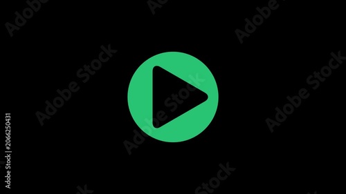 circular play button with a symbol, representing video playback or media streaming. Ideal for video animation.on black background.