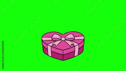 Pink heart gift box with ribbon love romantic valentine animation HD 4K