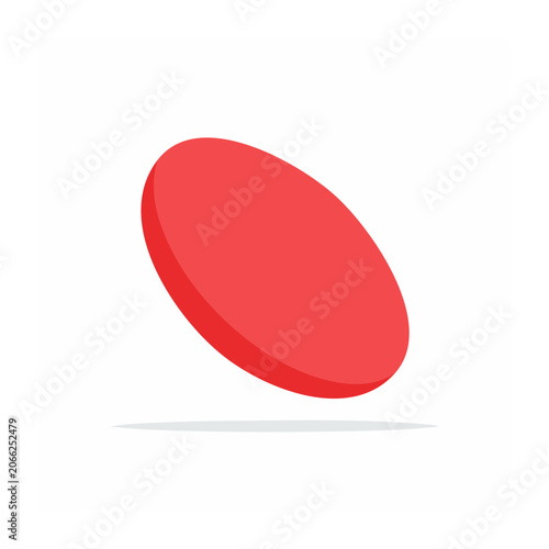Red circle icon with shadow on white background