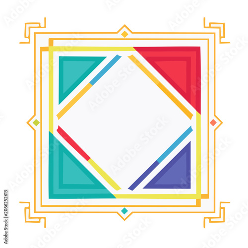 Abstract geometric frame with colorful sections