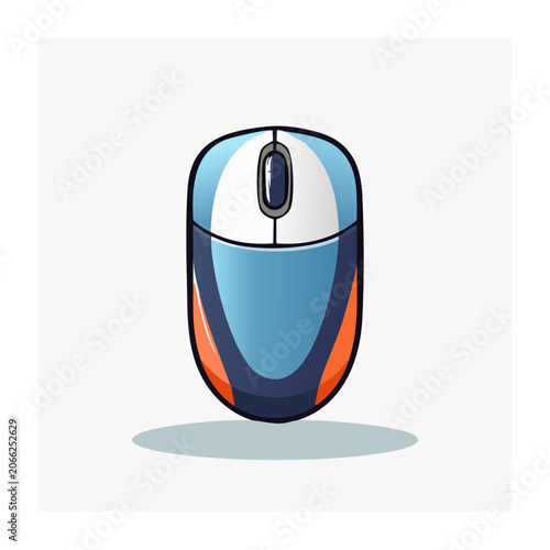 Blue and orange computer mouse illustration