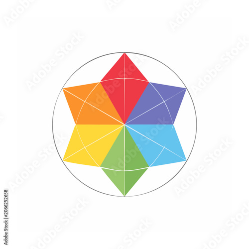 Color wheel star with rainbow colors