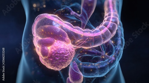 3D Render of Human Digestive System